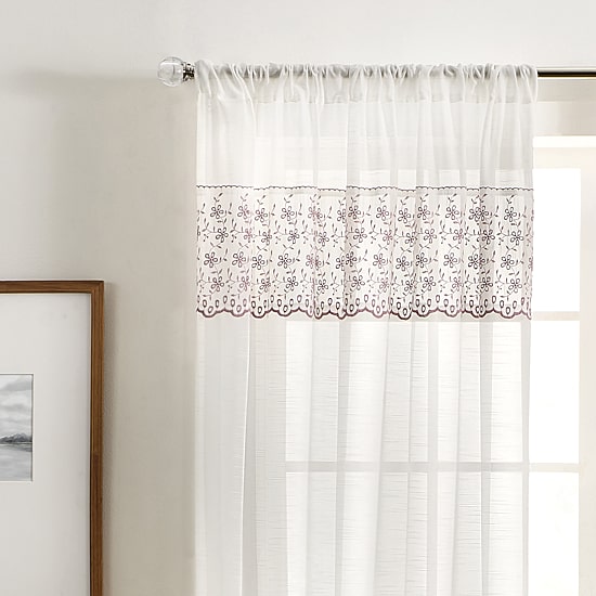 Martha Stewart Fairford Rod Pocket Sheer Set of 2 Curtain Panel