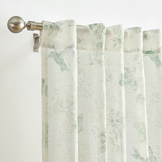 Lenox Butterfly Meadow Toile Rod Pocket Back Tab Sheer Single Curtain Panel