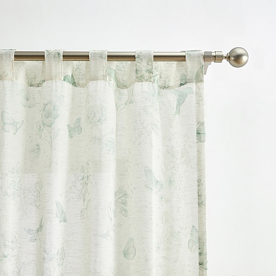 Lenox Butterfly Meadow Toile Rod Pocket Back Tab Sheer Single Curtain Panel