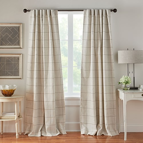 Threadmade Brighton Rod Pocket Blackout Single Curtain Panel In Beige