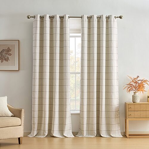 Threadmade Brighton Grommet Top Blackout Single Curtain Panel In Beige