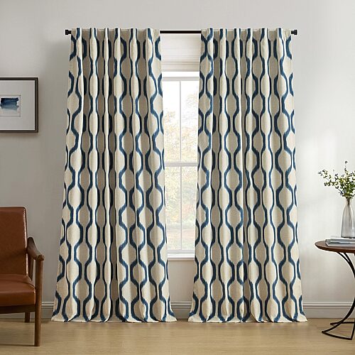 Threadmade Renzo Rod Pocket Blackout Single Curtain Panel In Blue