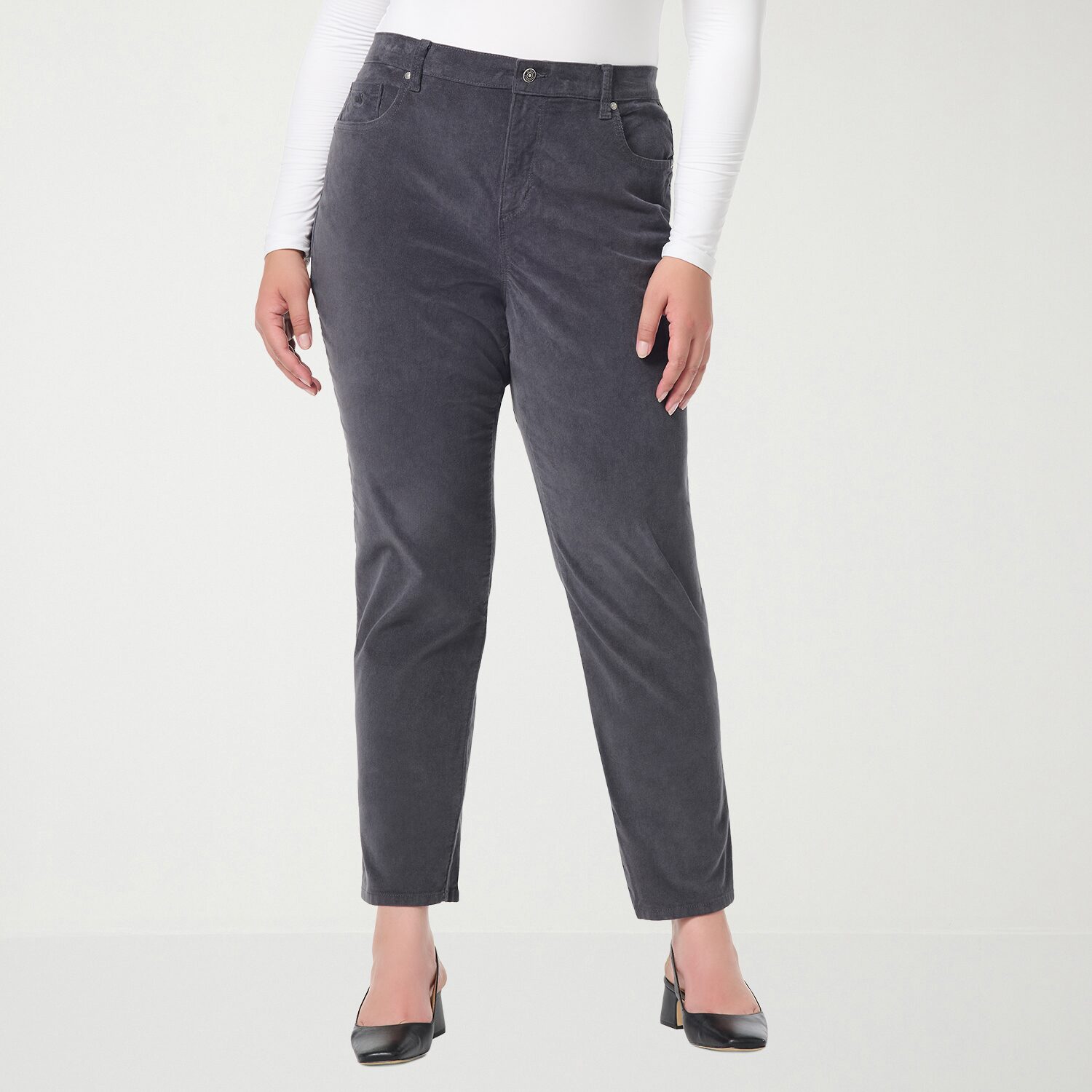 Gloria Vanderbilt Amanda Womens Plus High Rise Straight Corduroy Pant
