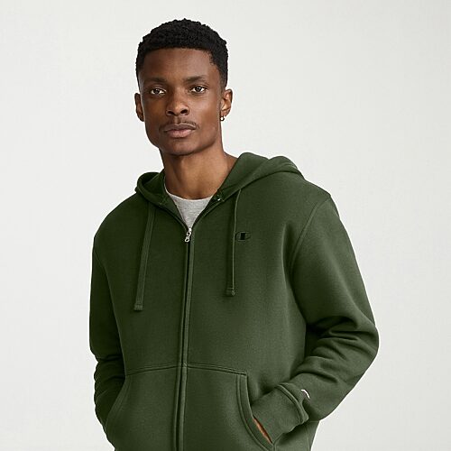Champion Sweatshirt Mens Long Sleeve Zipper Active Hoodie, Xx-large, Green