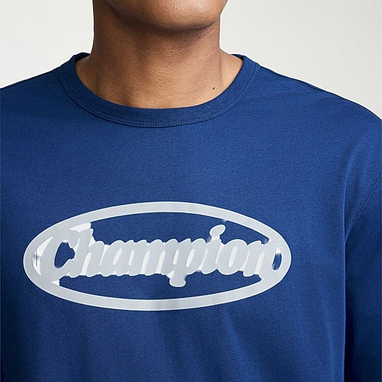 Champion Mens Round Neck Long Sleeve Classic Fit Graphic T-Shirt