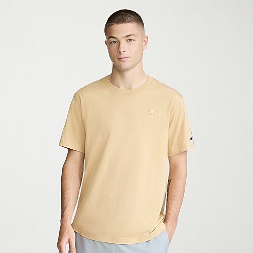 Champion Mens Round Neck Short Sleeve T-Shirt, Large, Beige