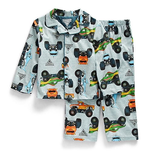 Licensed Properties Babies' Boys Licensed Pajamas Toddler Boys Monster Jam Long Sleeve 2-pc. Pajama Set In Gray