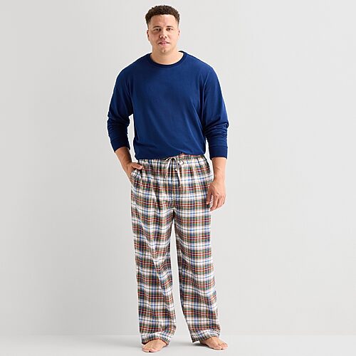 St. John's Bay Mens Big And Tall Flannel Pajama Pants In White