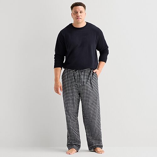 St. John's Bay Mens Big And Tall Flannel Pajama Pants In Black
