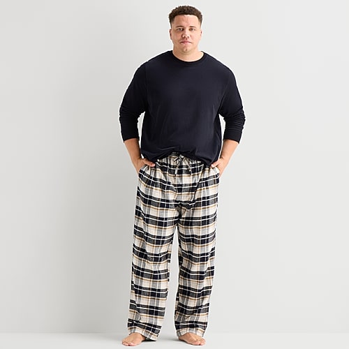 St. John's Bay Mens Big And Tall Flannel Pajama Pants In Beige