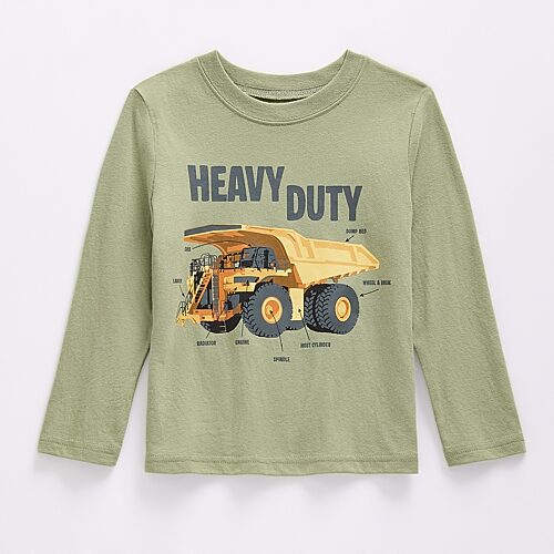 Okie Dokie Toddler & Little Boys Crew Neck Long Sleeve Classic Fit Graphic T-Shirt, 3t, Green