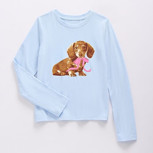 Thereabouts Little & Big Kid Girls Crew Neck Long Sleeve Classic Fit Graphic T-Shirt, 3x-large (22.5) Plus, Blue