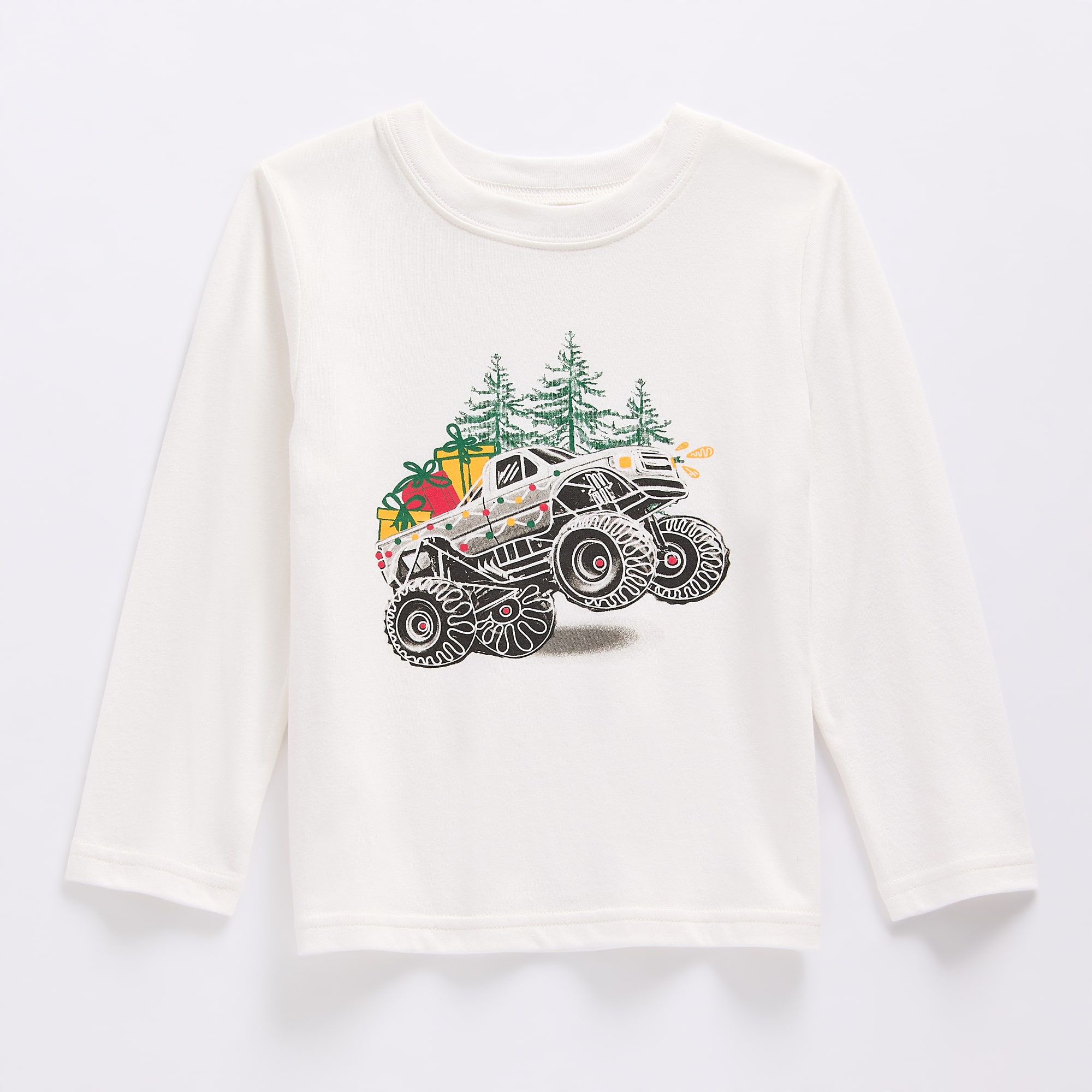 Okie Dokie Toddler & Little Boys Round Neck Long Sleeve Classic Fit Graphic T-Shirt