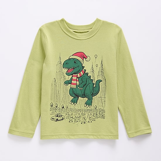 Okie Dokie Toddler & Little Boys Round Neck Long Sleeve Classic Fit Graphic T-Shirt