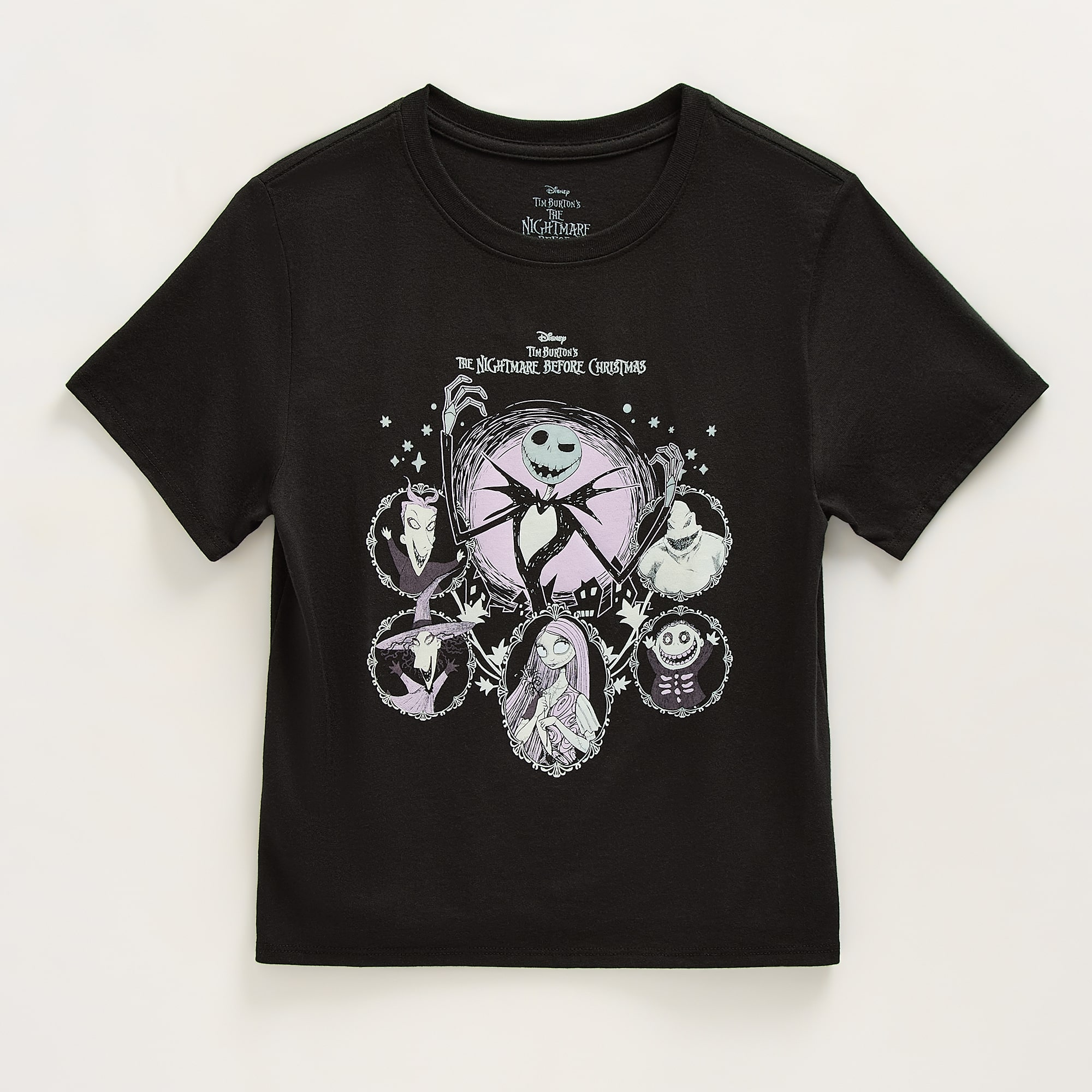 Little & Big Kid Girls Crew Neck Short Sleeve Regular Fit Nightmare Before Christmas Graphic T-Shirt