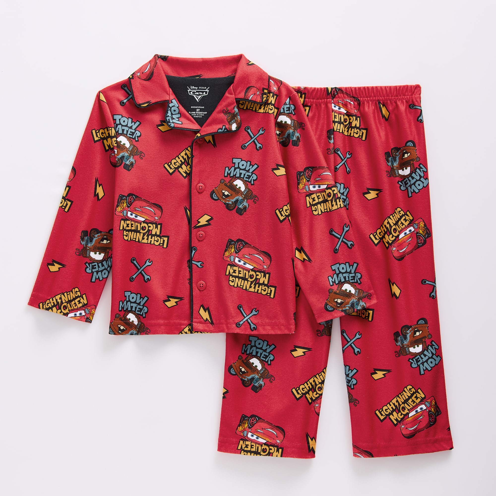 Disney Collection Toddler Boys Cars Long Sleeve 2-pc. Pajama Set