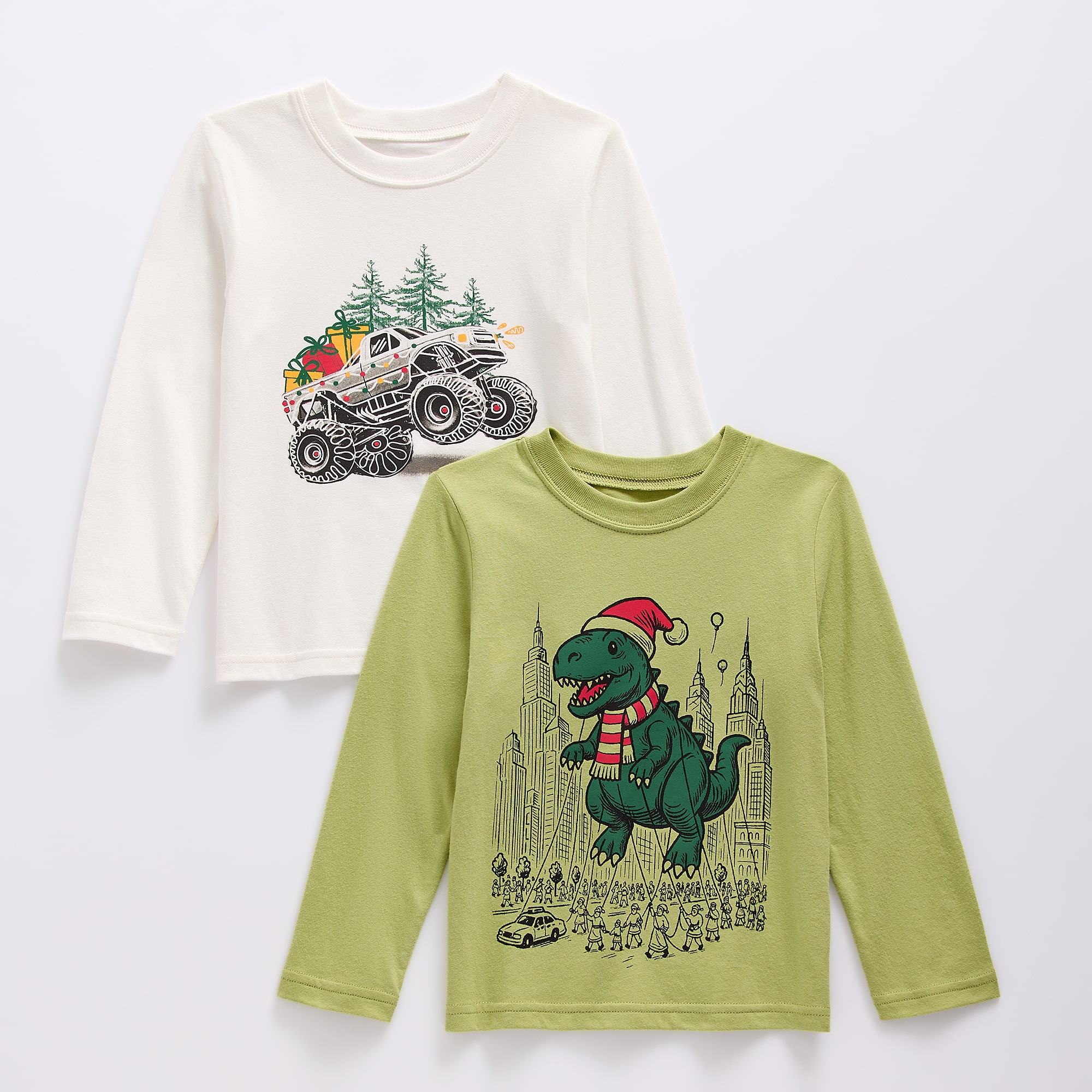 Okie Dokie Toddler & Little Boys Round Neck Long Sleeve Classic Fit 2-pc. Graphic T-Shirt
