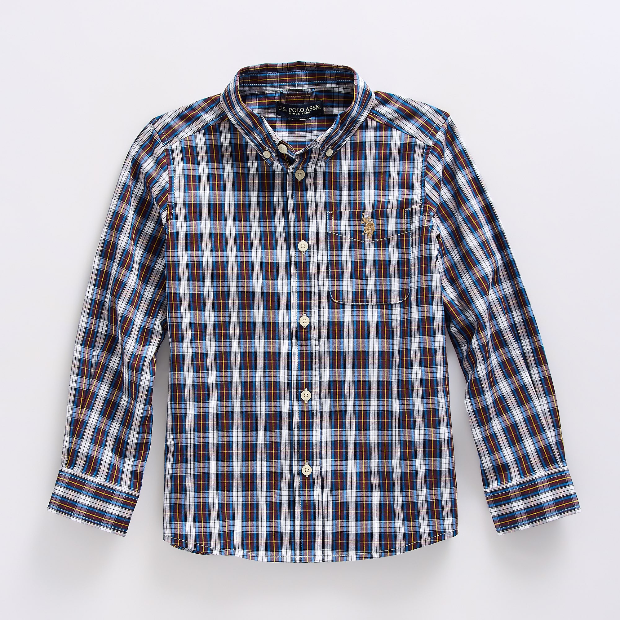 U.S. Polo Assn. Little & Big Kid Boys Long Sleeve Regular Fit Embroidered Button-Down Shirt
