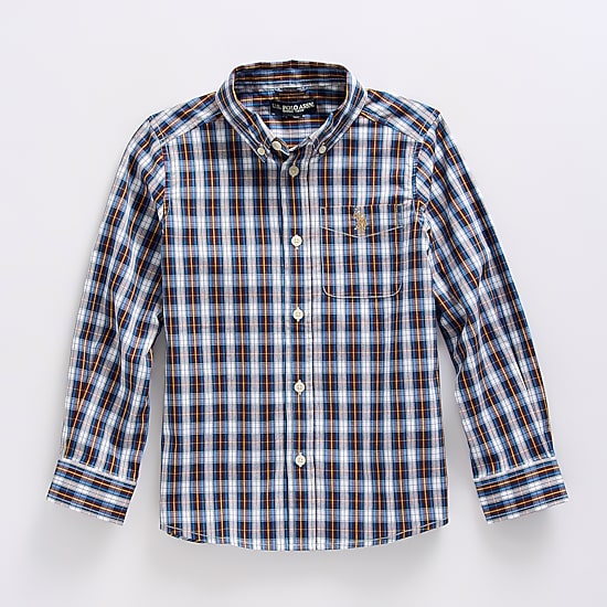 U.S. Polo Assn. Little & Big Kid Boys Long Sleeve Regular Fit Embroidered Button-Down Shirt