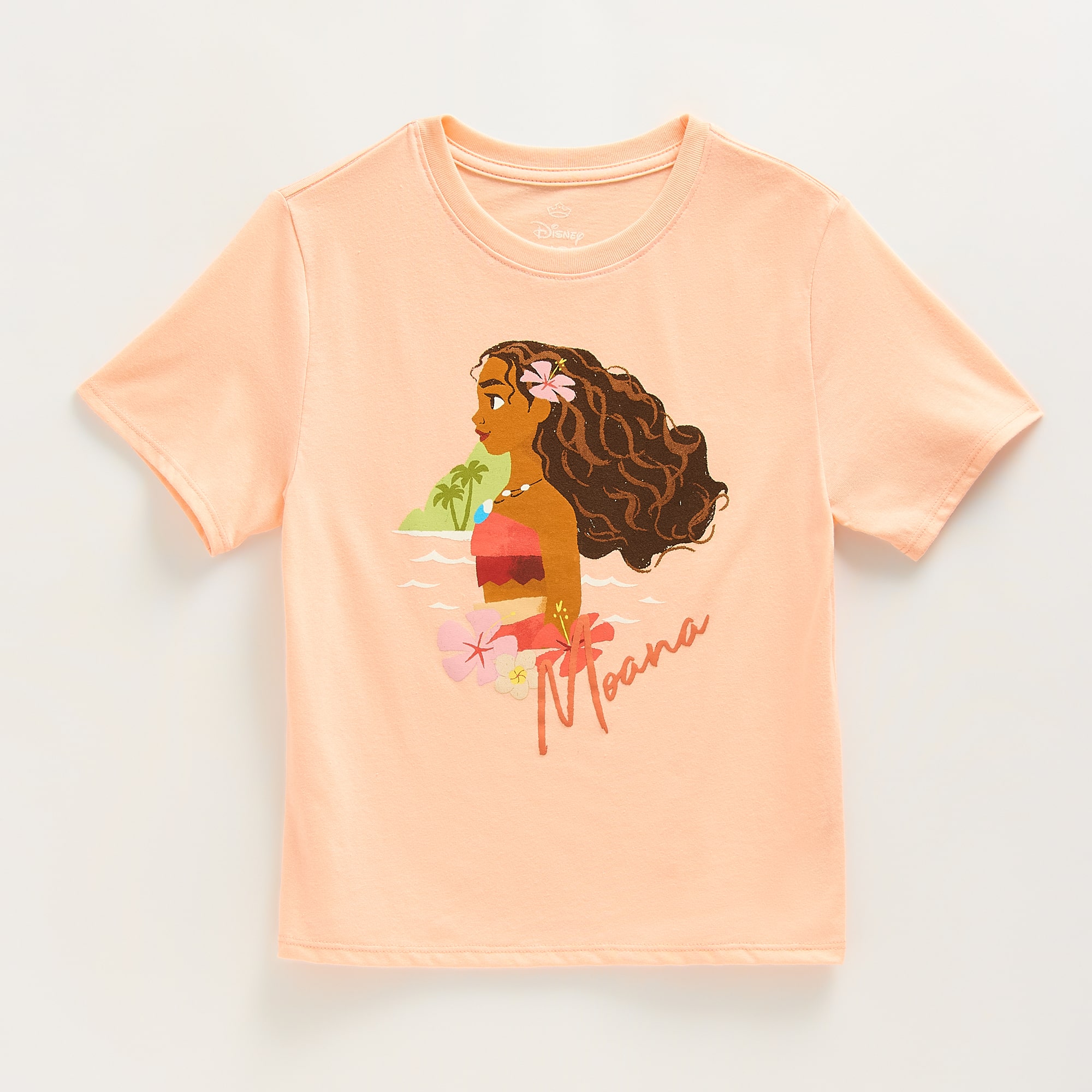 Little & Big Kid Girls Crew Neck Short Sleeve Regular Fit Moana Graphic T-Shirt