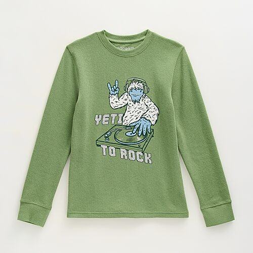 Thereabouts Little & Big Kid Boys Crew Neck Long Sleeve Regular Fit Thermal Top In Green