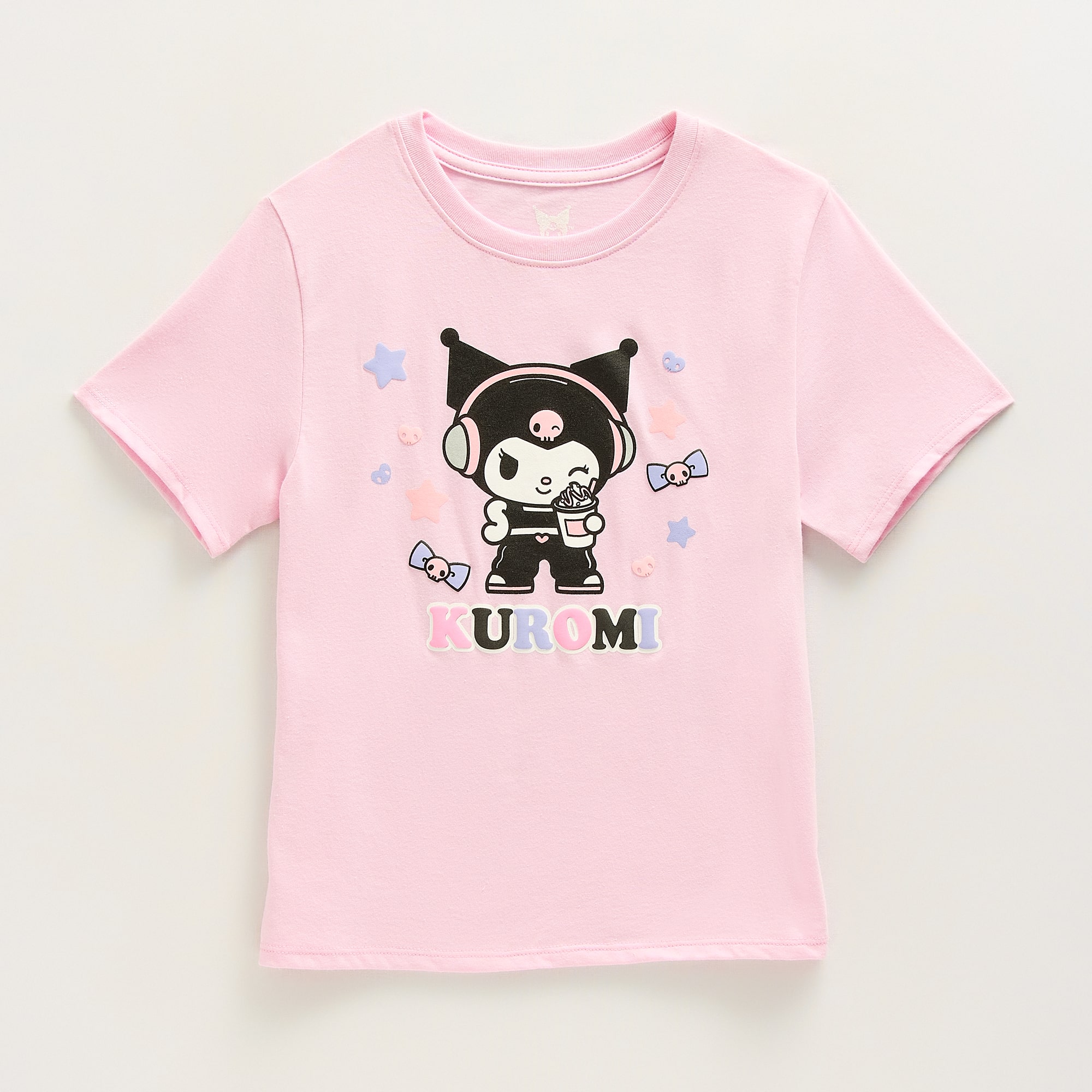 Little & Big Kid Girls Crew Neck Short Sleeve Regular Fit Kuromi Graphic T-Shirt