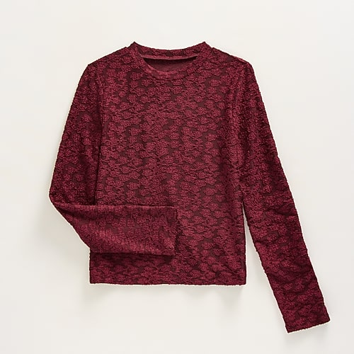 Thereabouts Little & Big Kid Girls Round Neck Long Sleeve T-shirt In Red