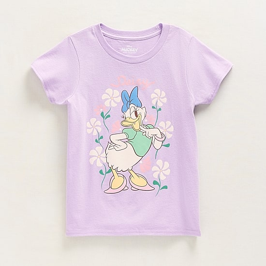 Disney Collection Girls Crew Neck Short Sleeve Regular Fit Mickey Mouse Graphic T-Shirt
