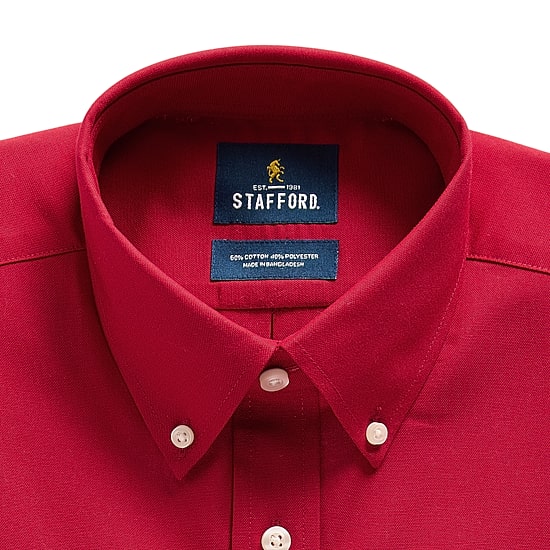 Stafford Oxford Mens Regular Fit Stretch Fabric Wrinkle Free Long Sleeve Dress Shirt