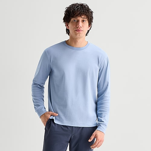 Stylus Mens Round Neck Long Sleeve T-shirt In Blue