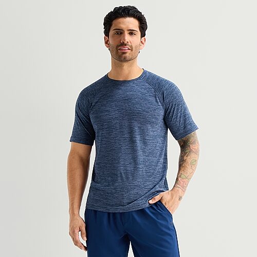 Xersion Everair Mens Crew Neck Short Sleeve Quick Dry Active T-shirt In Blue