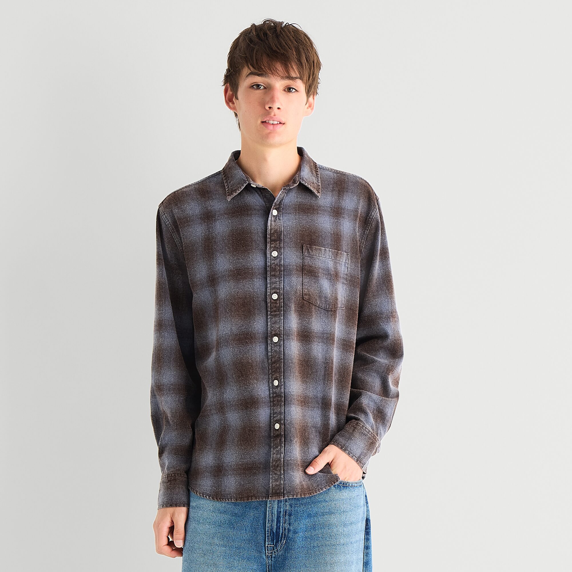 Arizona Mens Long Sleeve Boxy Fit Flannel Shirt