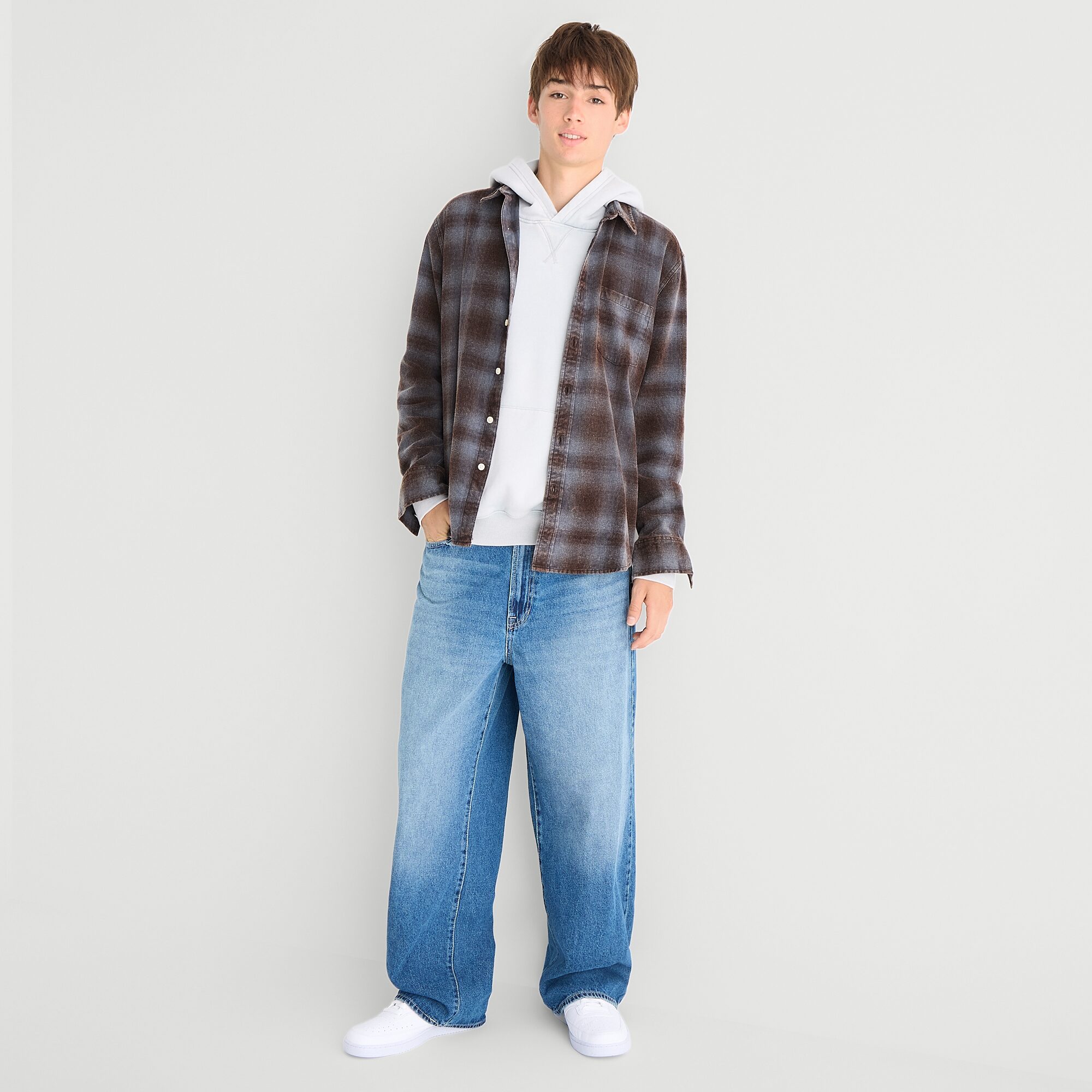 Arizona Mens Long Sleeve Boxy Fit Flannel Shirt
