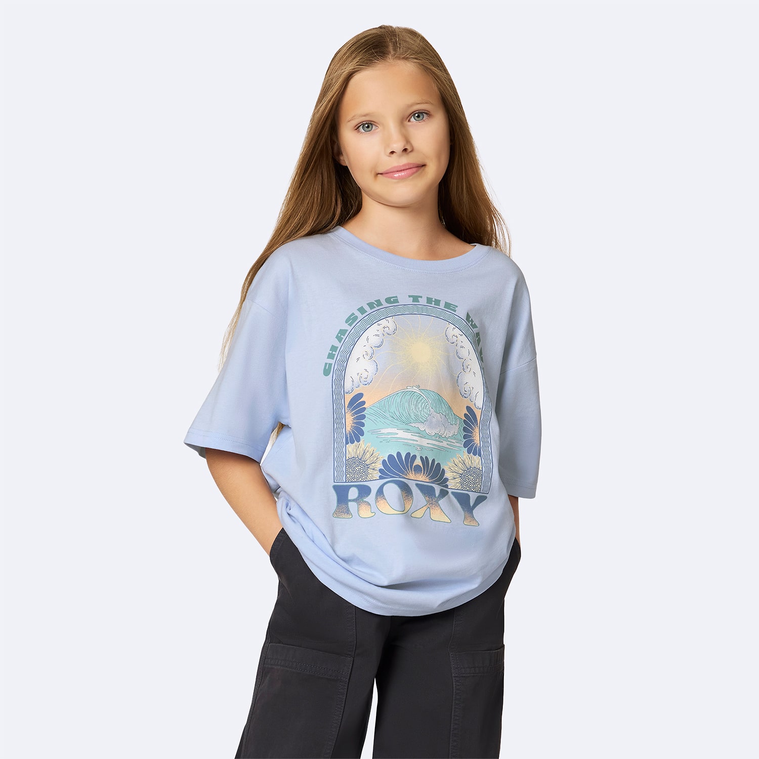 Roxy Big Kid Girls Crew Neck Short Sleeve Oversized Graphic T-Shirt