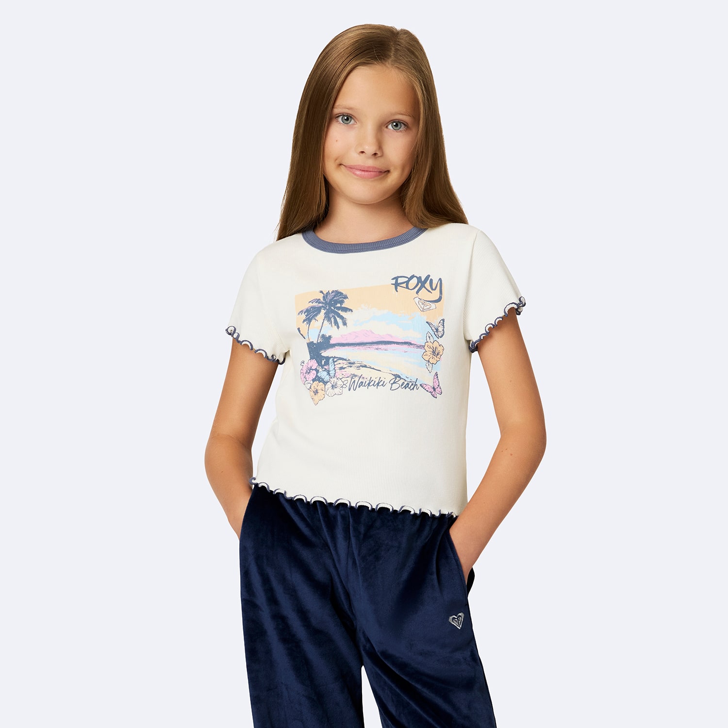 Roxy Big Kid Girls Crew Neck Short Sleeve Regular Fit Graphic T-Shirt