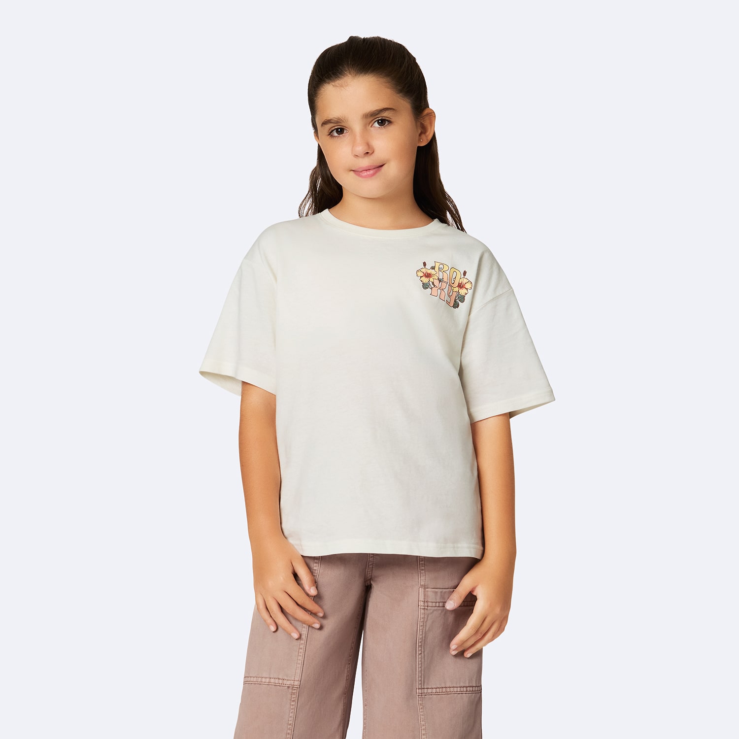 Roxy Big Kid Girls Crew Neck Short Sleeve Oversized Graphic T-Shirt