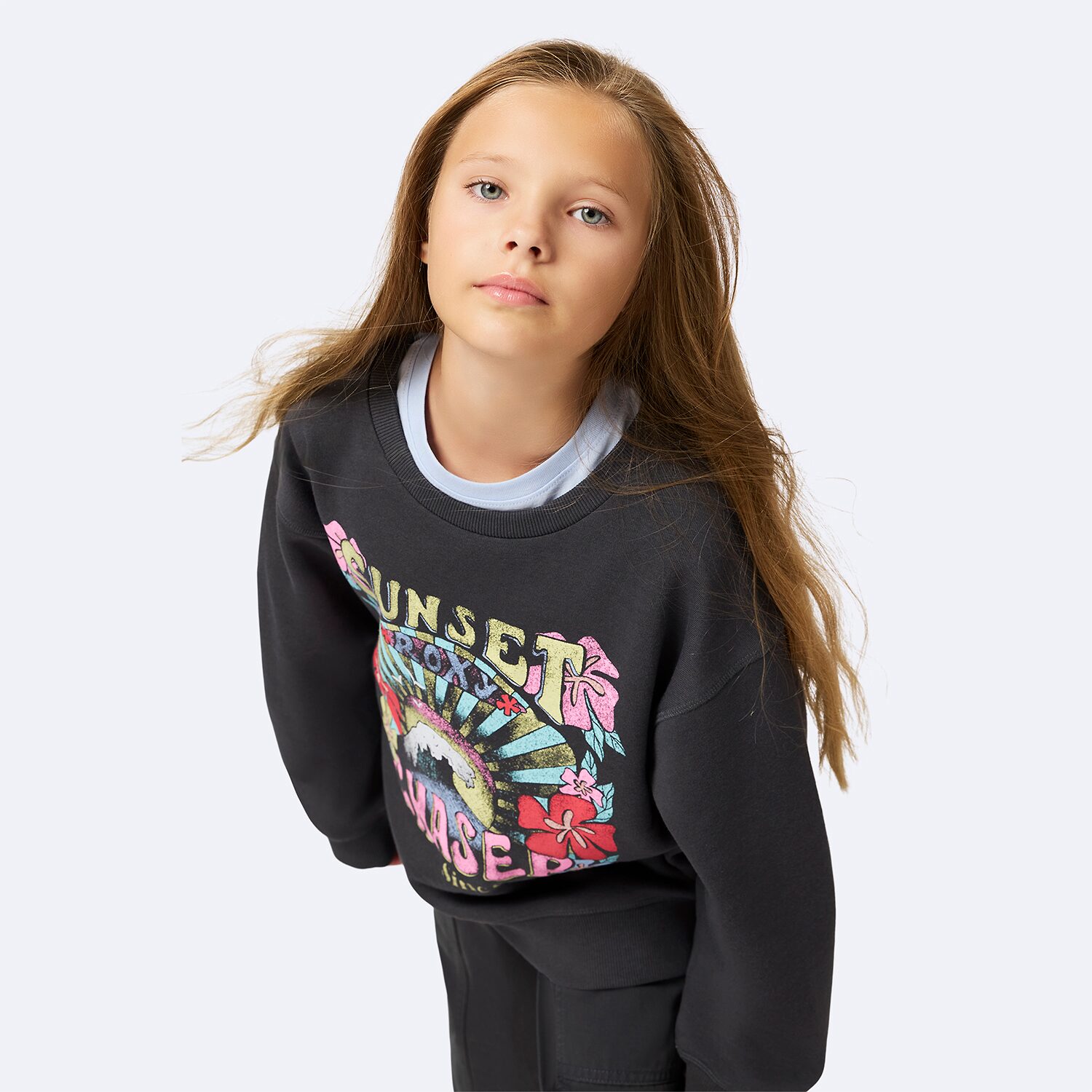 Roxy Big Kid Girls Crew Neck Fleece Long Sleeve Sweatshirt