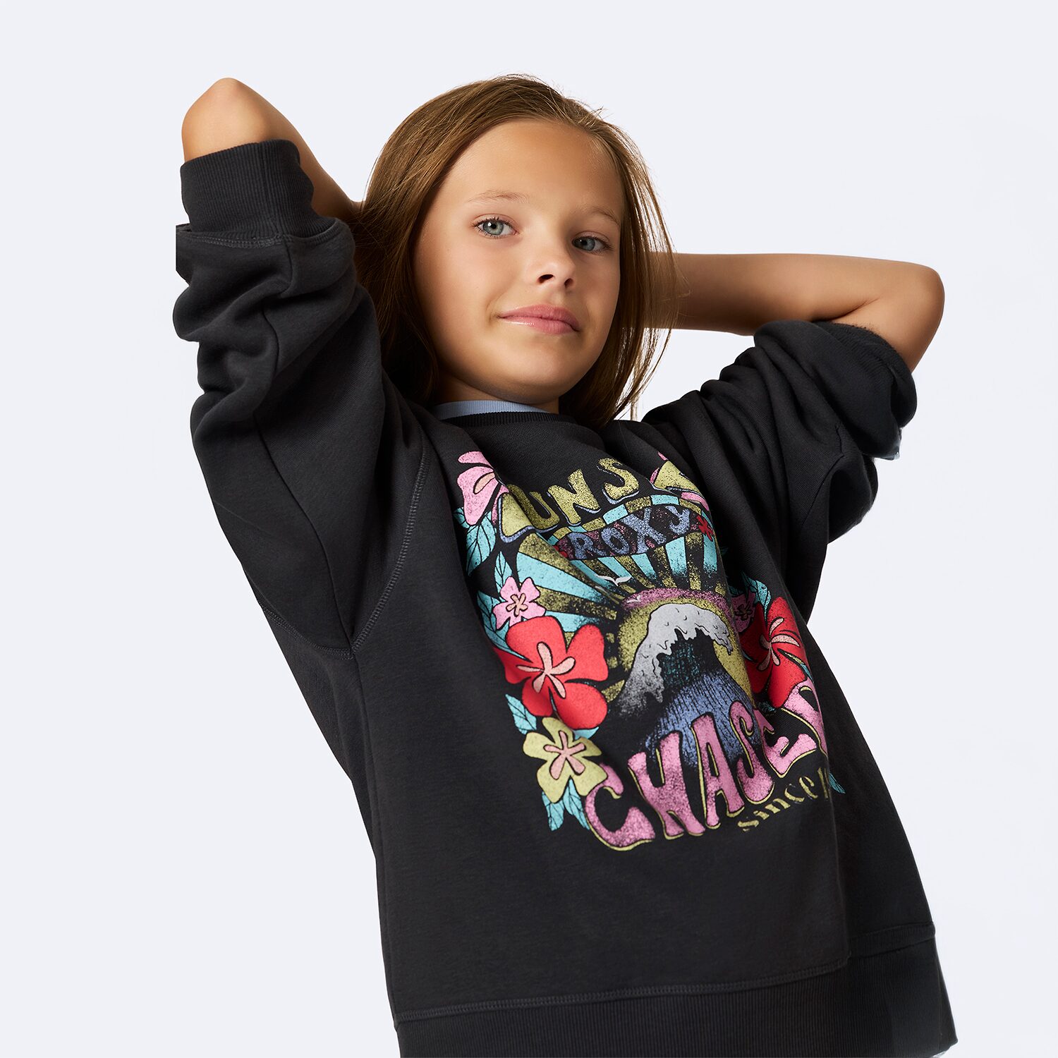 Roxy Big Kid Girls Crew Neck Fleece Long Sleeve Sweatshirt