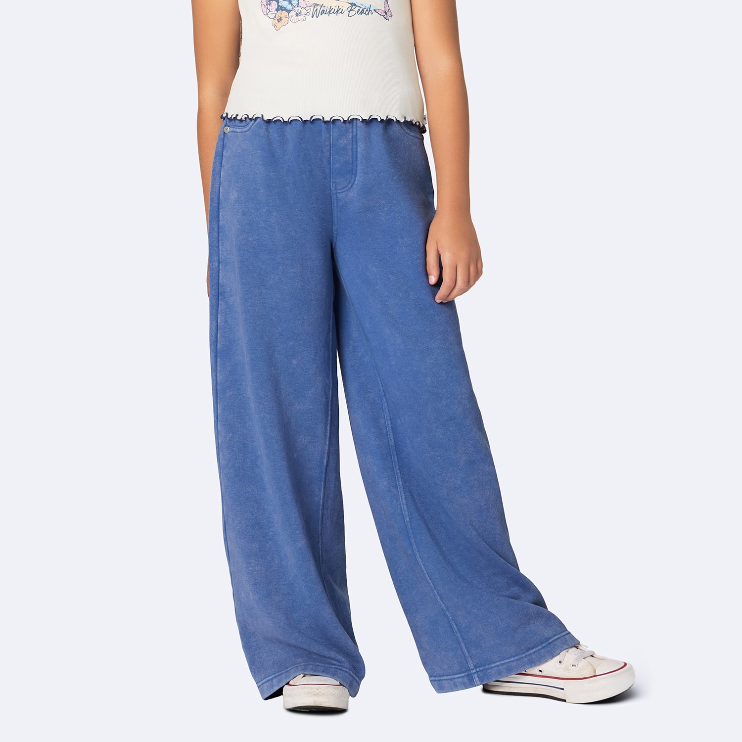 Roxy Big Kid Girls Mid Rise Wide Leg Loose Fit Fleece Pull-On Pant