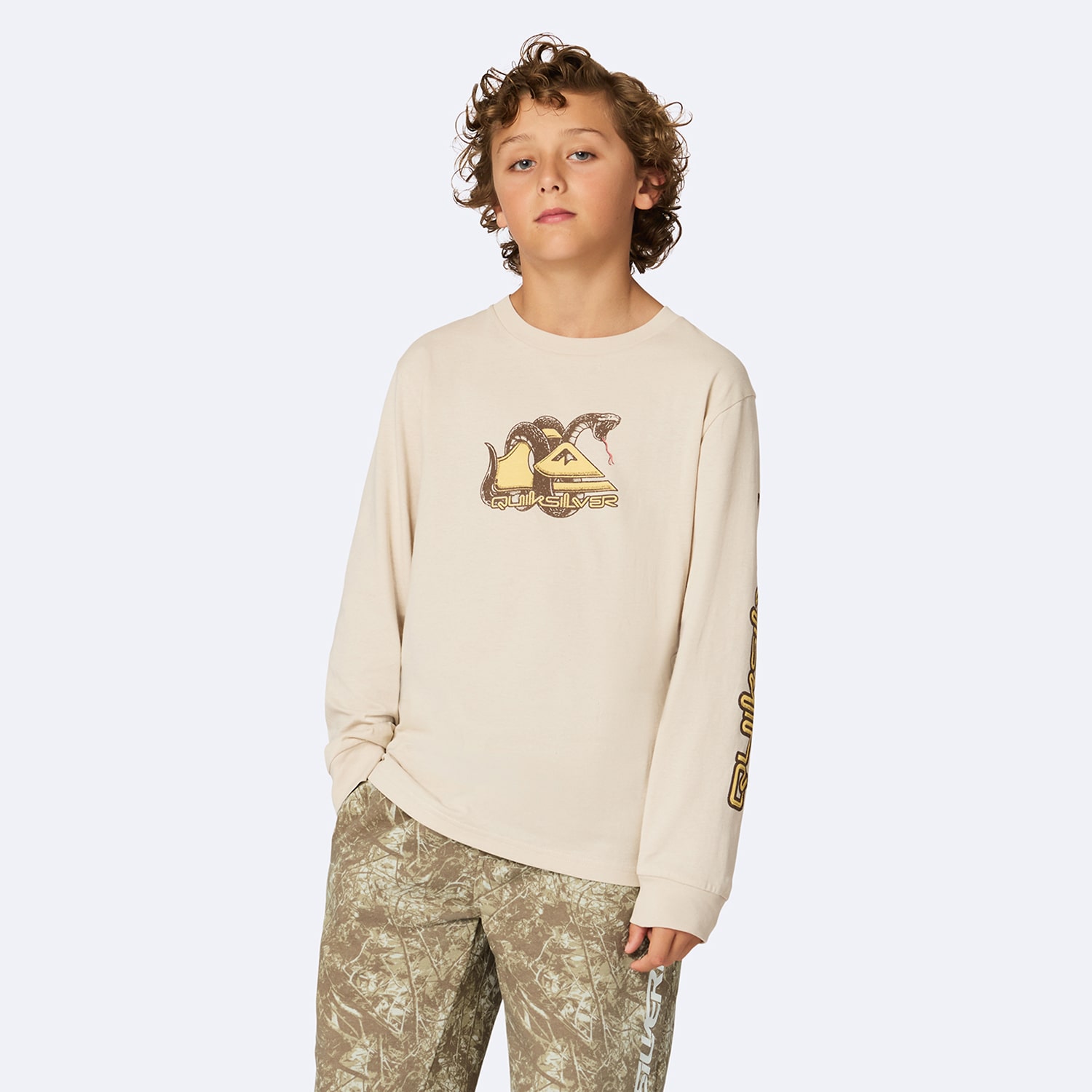 Quiksilver Big Kid Boys Crew Neck Long Sleeve Regular Fit Graphic T-Shirt