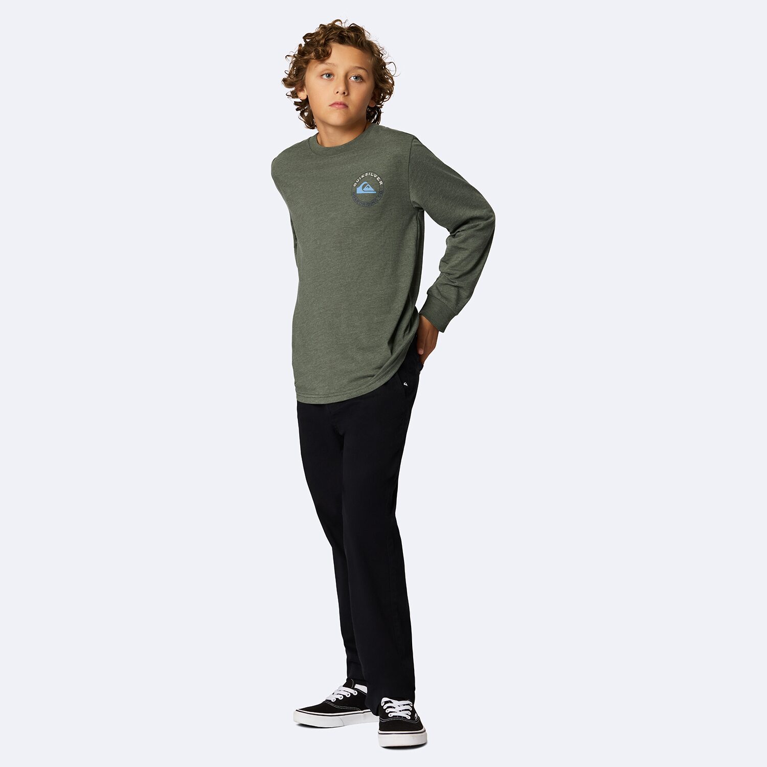 Quiksilver Big Kid Boys Crew Neck Long Sleeve Regular Fit Graphic T-Shirt