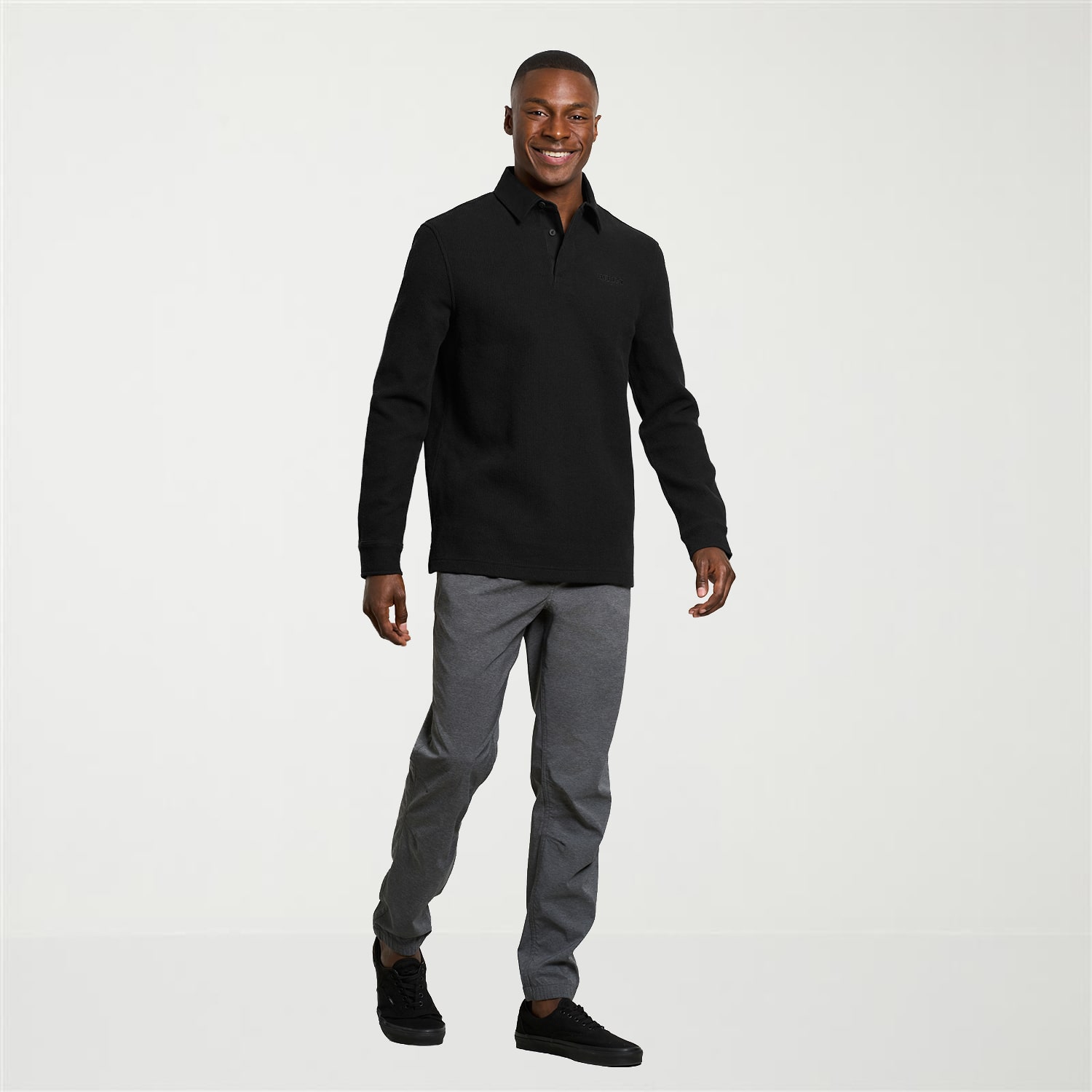 Hurley Mens Long Sleeve Regular Fit Point Collar Rugby Shirt
