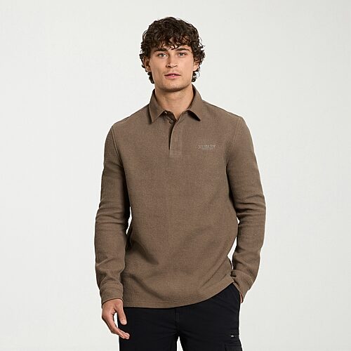 Hurley Mens Long Sleeve Regular Fit Point Collar Rugby Shirt, Xx-large, Brown