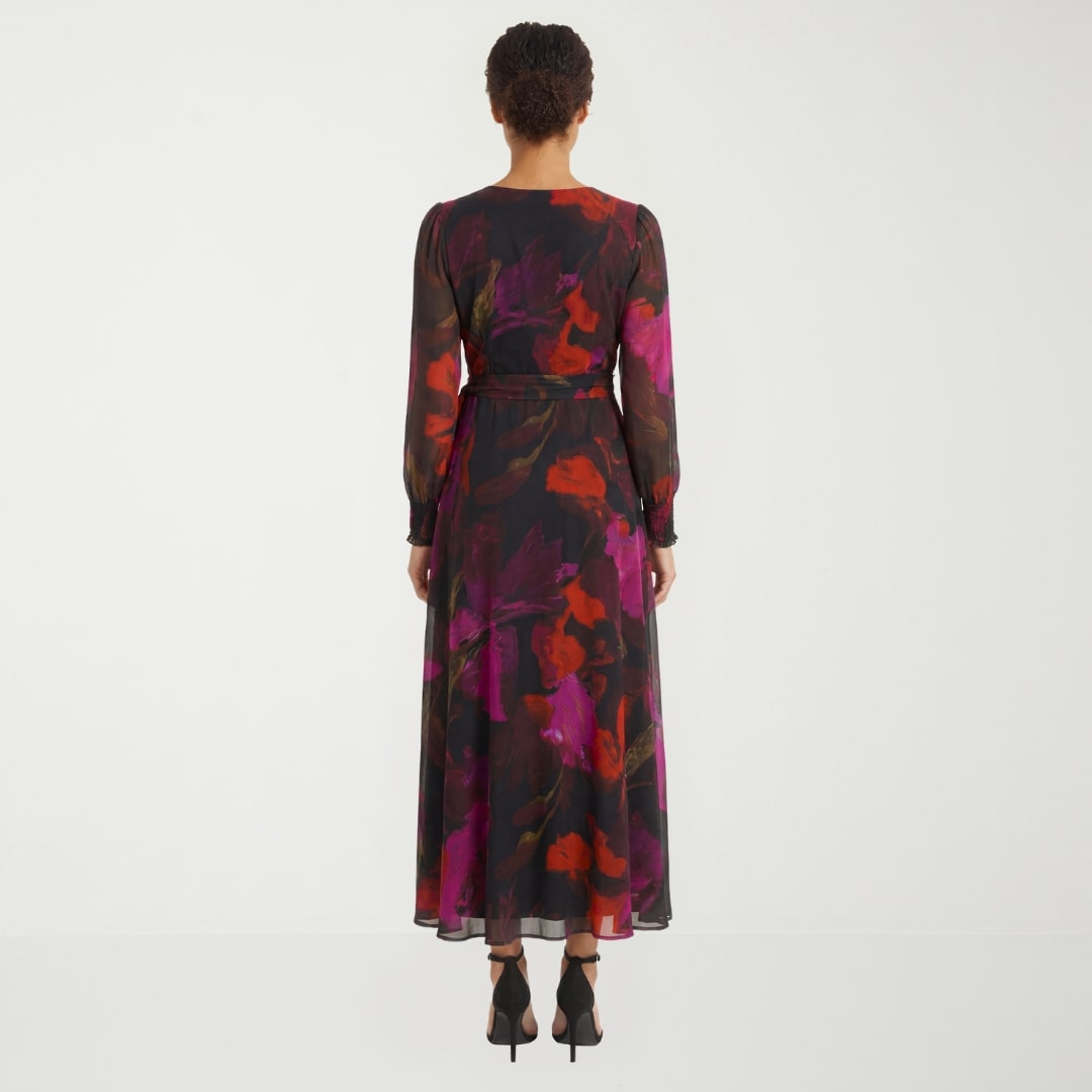 Clover And Sloane Womens V Neck Long Sleeve Fitted Maxi Dress