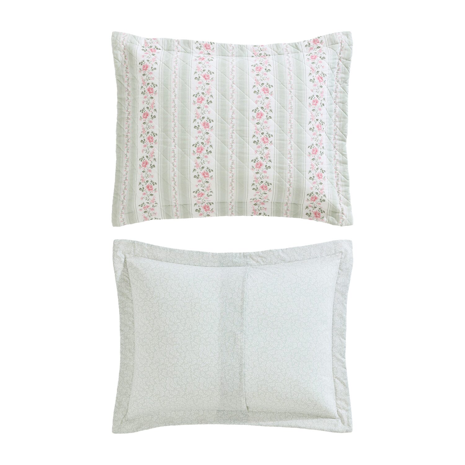 Laura Ashley Rosebud Stripe Quilt Set