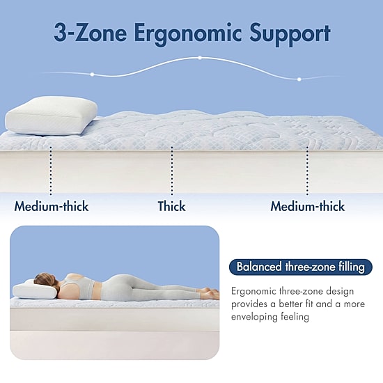 Madison Park 3-Zone Cooling Deep Pocket Mattress Pad