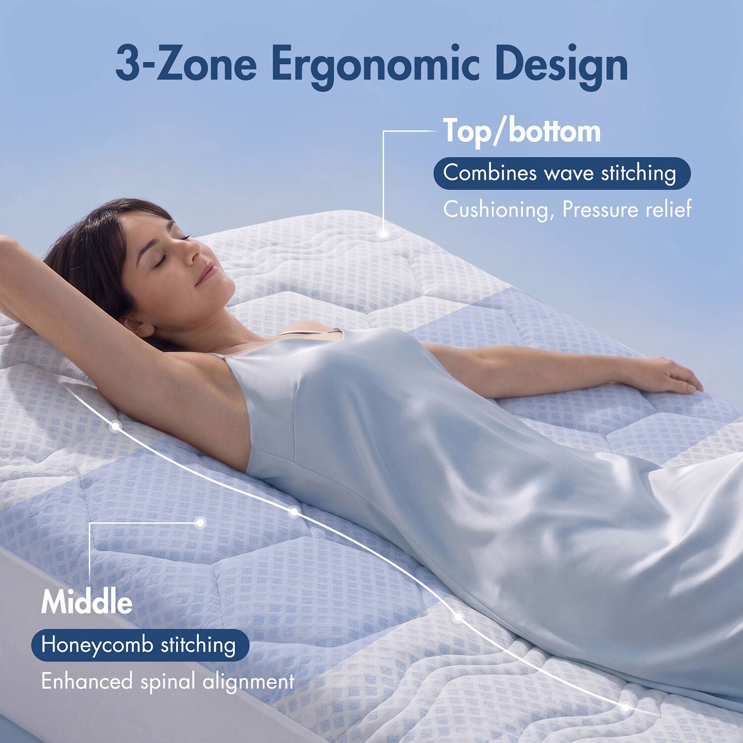 Madison Park 3-Zone Cooling Deep Pocket Mattress Pad