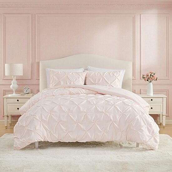 Laura Ashley Solid Satin Pintuck Comforter Set