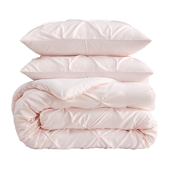 Laura Ashley Solid Satin Pintuck Comforter Set