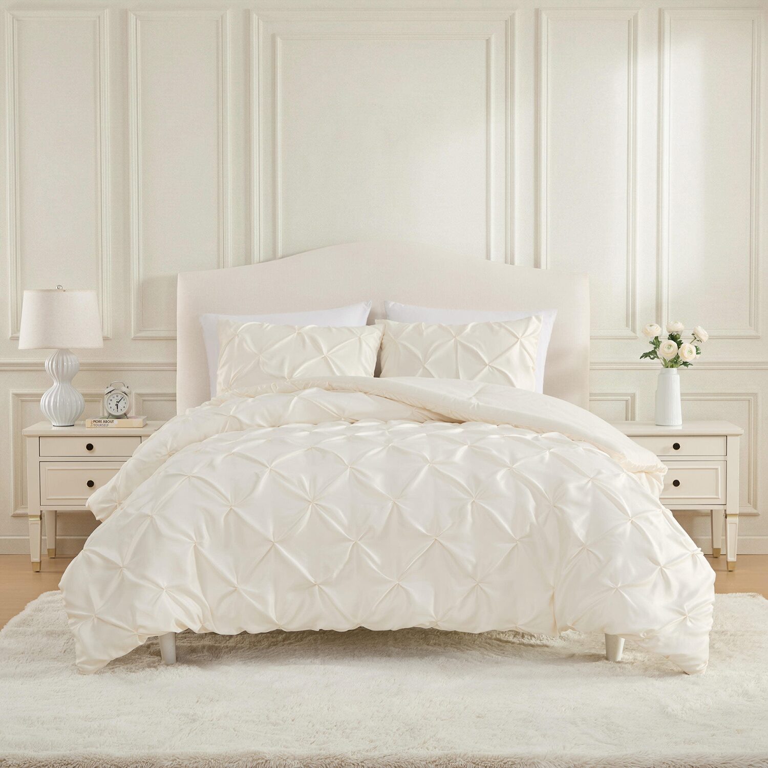 Laura Ashley Solid Satin Pintuck Comforter Set